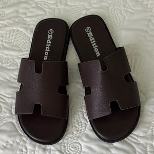 Men's Edition Brown “H” Slide Sandals